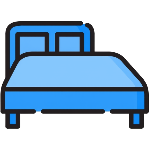 Illustration of a modern blue bed symbolizing comfort and rest.